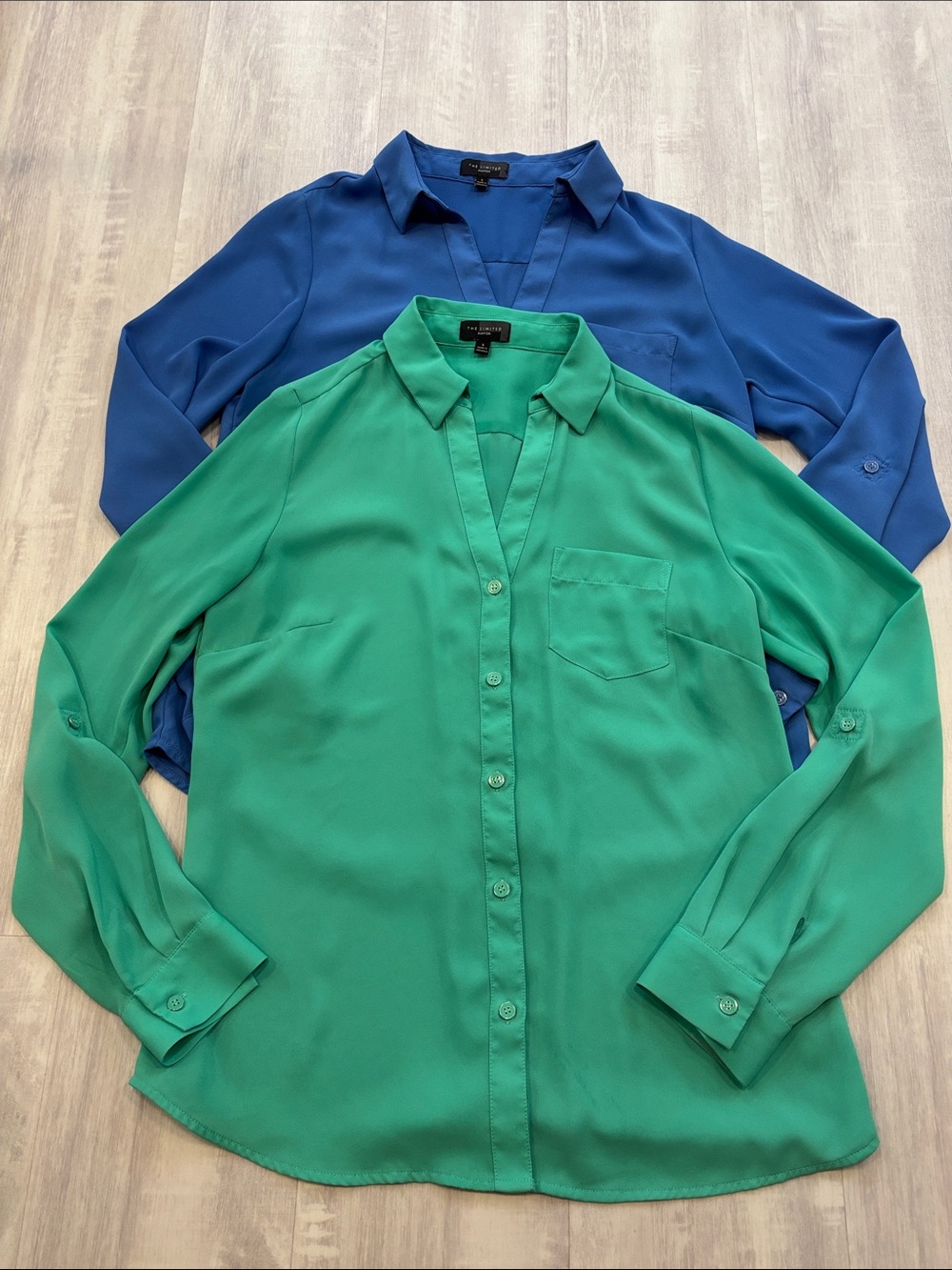 The Limited Ashton Green and Blue Button-Front Tops (Bundle)